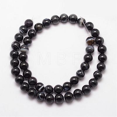 Natural Striped Agate/Banded Agate Bead Strands G-K166-13-8mm-05-1
