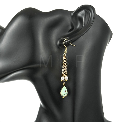 Shell Pearl & Abalone Shell/Paua Shell Dangle Earrings for Women EJEW-JE07328-01-1