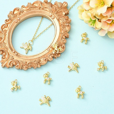 9Pcs 3 Styles Brass Micro Pave Clear Cubic Zirconia Charms KK-YW0004-65-1