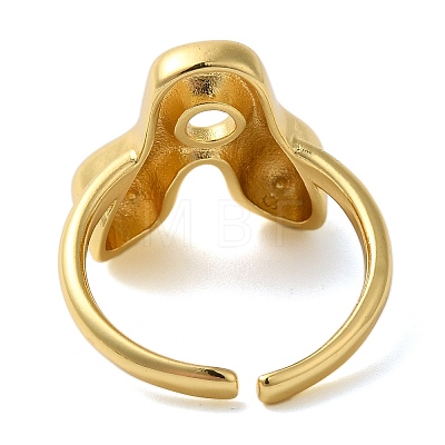 Initials Brass Open Cuff Ring for Women RJEW-N046-02A-G-1