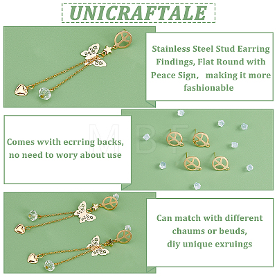 Unicraftale 30Pcs 201 Stainless Steel Stud Earring Findings STAS-UN0038-74-1