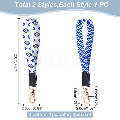 2Pcs 2 Colors Nylon Hand Wrist Lanyard for Phone Decoration Key Chain FIND-GO0001-01B-1