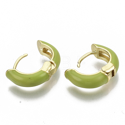 Brass Huggie Hoop Earrings EJEW-S209-01C-1