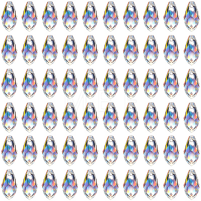 220Pcs Electroplate Transparent Glass Faceted Teardrop Beads EGLA-PA0001-58-1