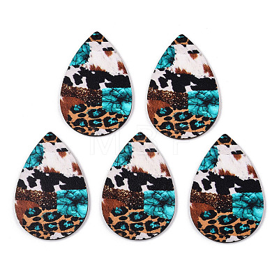 Single Face Printed Basswood Big Pendants WOOD-TAC0021-08B-1