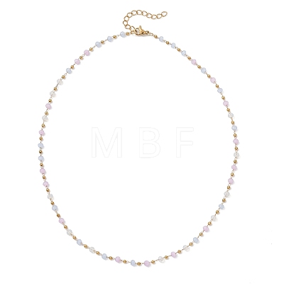 Handmade Faceted Rondelle Glass Beaded Link Chain Necklaces NJEW-JN05744-02-1