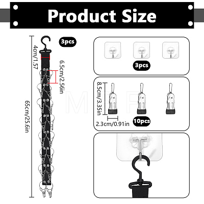 3Pcs Nylon & Plastic & 201 Stainless Steel Hat Organizer Racks for Baseball Caps AJEW-WR0004-09-1