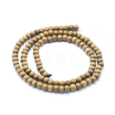 Natural Camphor Wood Beads Strands WOOD-P011-10-4mm-1