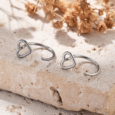 304 Stainless Steel Heart Hoop Nose Rings AJEW-A062-06P-1