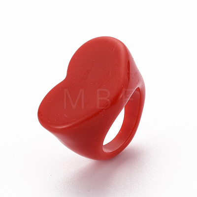 Opaque Acrylic Heart Finger Rings RJEW-T010-14-1