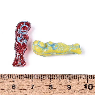 Mermaid Painted Glass Beads GLAA-T025-68M-1