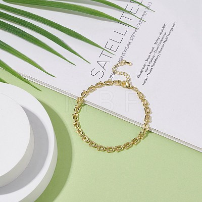 Brass Initial Letter U Link Chain Bracelet for Women BJEW-JB08073-1