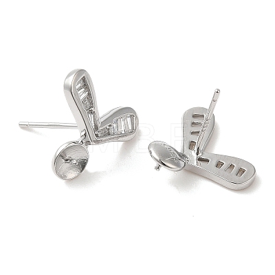 Rhodium Plated 925 Sterling Silver Stud Earring Findings STER-M114-22P-1