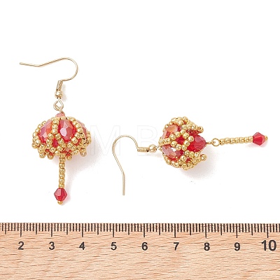 Transparent Electroplate Glass & Seed Glass Beads Dangle Earrings EJEW-MZ00714-02-1