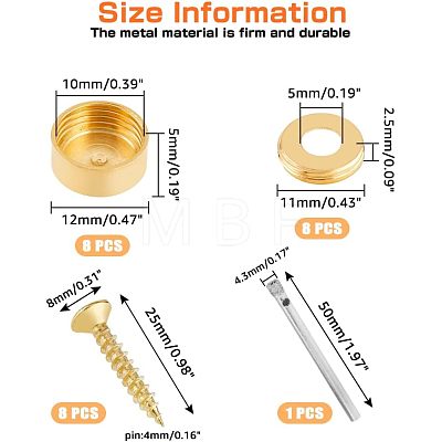 2 Sets Flat Round Brass Glass Standoff Pin Sets DIY-FH0005-02-1