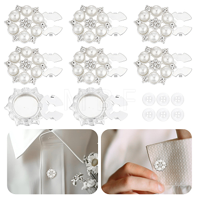 12Pcs 2 Styles Flower Brass Rhinestone Cufflinks FIND-HY0005-32-1