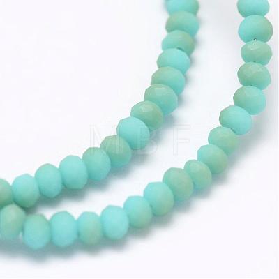 Half Rainbow Plated Faceted Rondelle Glass Bead Strands EGLA-L007-B02-4mm-1