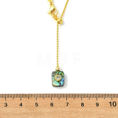 Natural Abalone Shell Geometric Pendant Lariat Slider Necklaces with Brass Cable Chain NJEW-JN06636-1