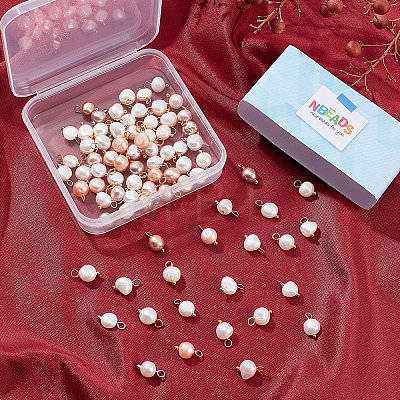  80pcs 4 Styles Natural Cultured Freshwater Pearl Charms PEAR-NB0001-65-1