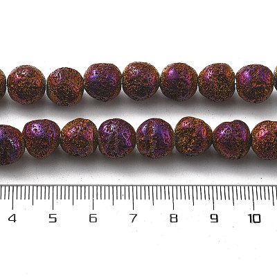 Electroplated Natural Lava Rock Beads Strands G-A251-D01-01B-1