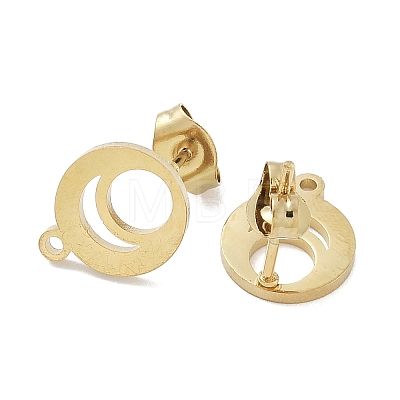 Ring Ion Plating(IP) 304 Stainless Steel Stud Earring Findings STAS-I206-99G-1