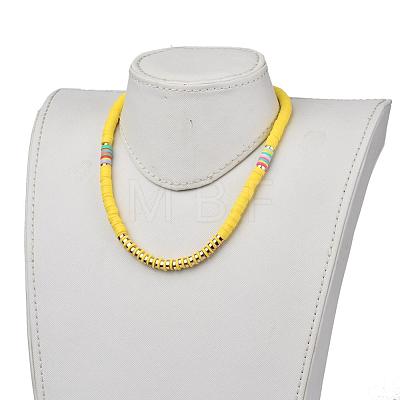 Handmade Polymer Clay Heishi Beads Beaded Necklaces NJEW-JN02901-02-1