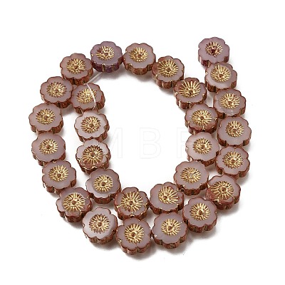 Picasso Baking Paint & Golden Metal Enlaced Glass Beads Strands GL-CBA98F0-04C-1