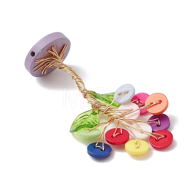 Resin Button Tree of Life Decorations AJEW-JF03414-02-1