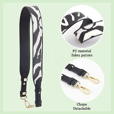 Zebra Pattern PU Leather Bag Handles FIND-WH0111-02-1