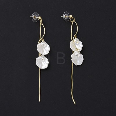 Acrylic Imitation Shell Tassel Dangle Stud Earrings with 925 Sterling Silver Pins EJEW-L281-03LG-1