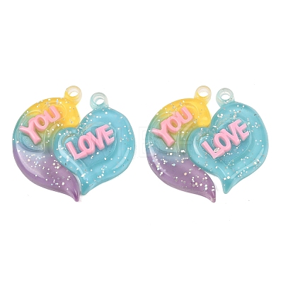 2Pcs Gradient Color Translucent Resin Pendants RESI-XCP0002-41A-1