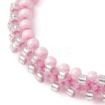 Round Glass Seed Braided Bead Bracelets BJEW-MZ00088-02-1