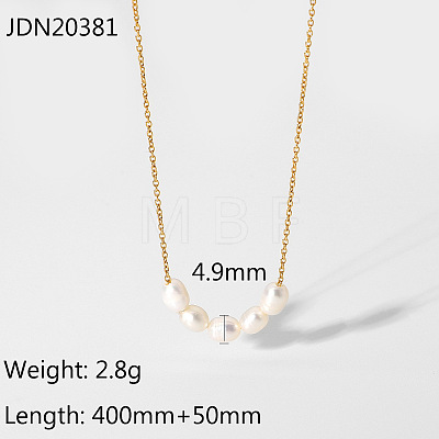 Gold Plated Stainless Steel Lock Collar Necklace with Natural Freshwater Pearl ST6721823-1