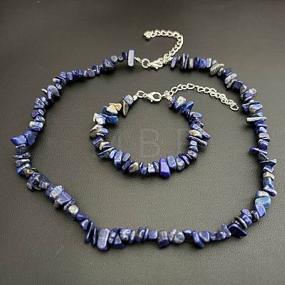 Natural Lapis Lazuli Chip Beaded Necklaces for Women IW6789-19-1