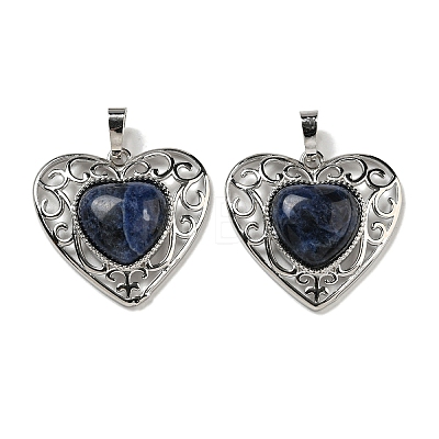 Natural Sodalite Peach Love Heart Pendants G-G158-01P-1