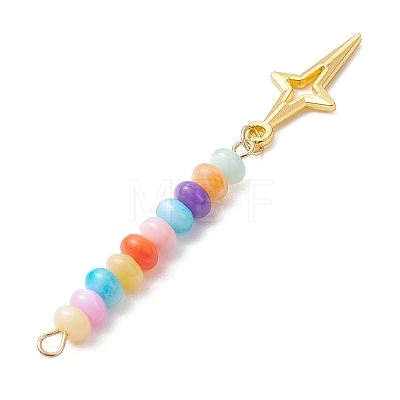 Natural Freshwater Shell Dyed Rondelle Beaded Big Pendants PALLOY-JF04743-1
