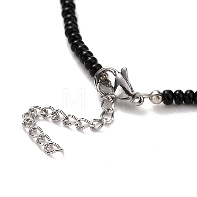2 Pcs 2 Colors Black & White Glass Seed Beaded Necklaces Set NJEW-JN03802-1