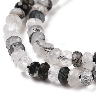 Natural Black Rutilated Quartz Beads Strands G-H278-04-1
