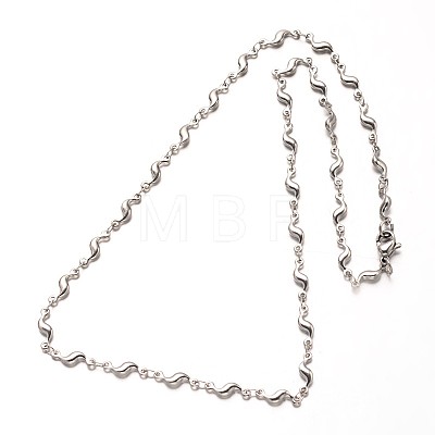 304 Stainless Steel Bar Link Chains Necklaces NJEW-O066-36P-1