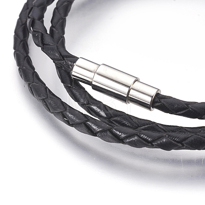 Leather Braided Cord Wrap Bracelets/Necklaces BJEW-JB03919-01-1