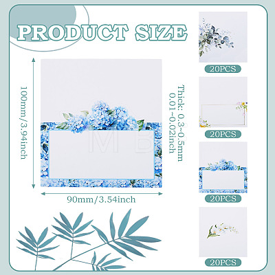 80 Sheets 4 Styles Rectangle Paper Table Place Cards AJEW-TA0003-61-1