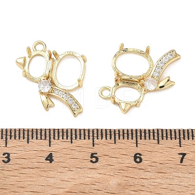 Brass Micro Pave Clear Cubic Zirconia Pendant Cabochon Settings KK-C259-07G-1