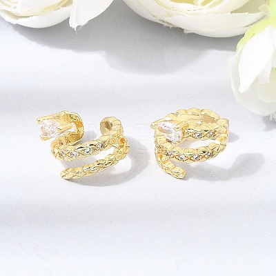 Brass Micro Pave Cubic Zirconia Cuff Earrings for Women CU-CBAE7DF-15G-1