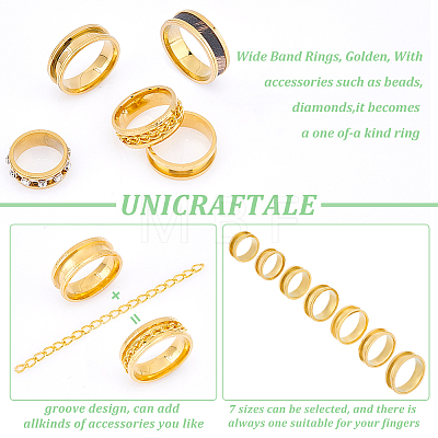 Unicraftale 14pcs 7 size Unisex Titanium Steel Grooved Finger Ring Sets RJEW-UN0002-65G-1