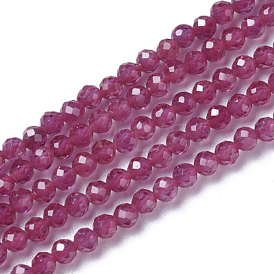 Lab Grown Red Corundum Beads Strands G-F596-11-2mm-1-1