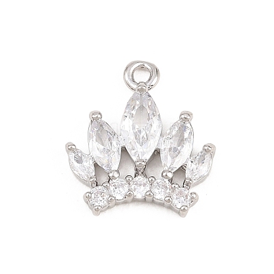 Brass Micro Pave Clear Cubic Zirconia Pendants KK-D225-07P-1