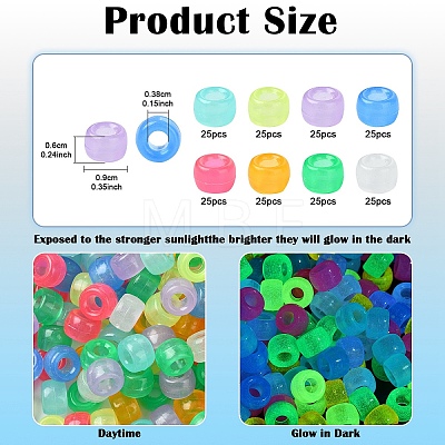 200Pcs 8 Colors Transparent & Luminous Plastic Beads KY-YW0001-87-1