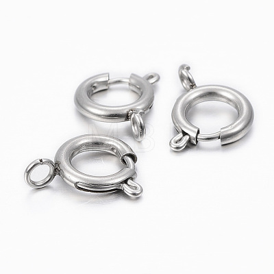 304 Stainless Steel Smooth Surface Spring Ring Clasps STAS-H396-C-02P-1