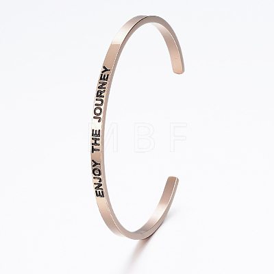 304 Stainless Steel Inspirational Cuff Bangles BJEW-K173-14-1