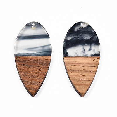 Transparent Resin & Walnut Wood Pendants RESI-N025-031-C-1